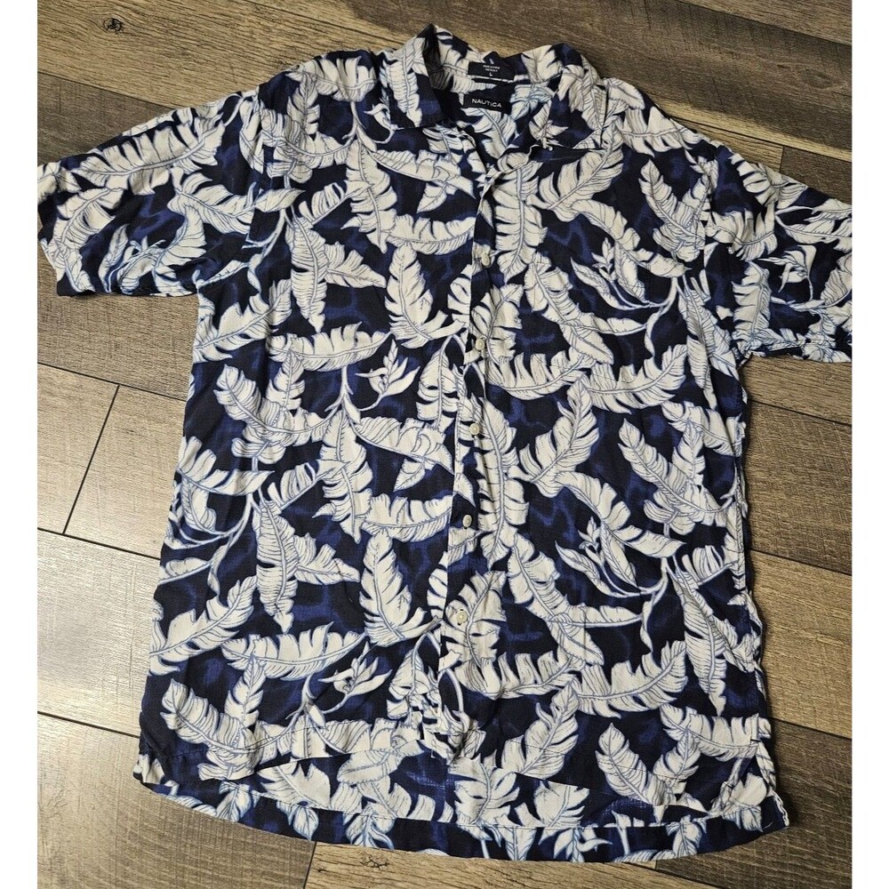 Nautica Hawaiian Shirt 100% Silk Large
